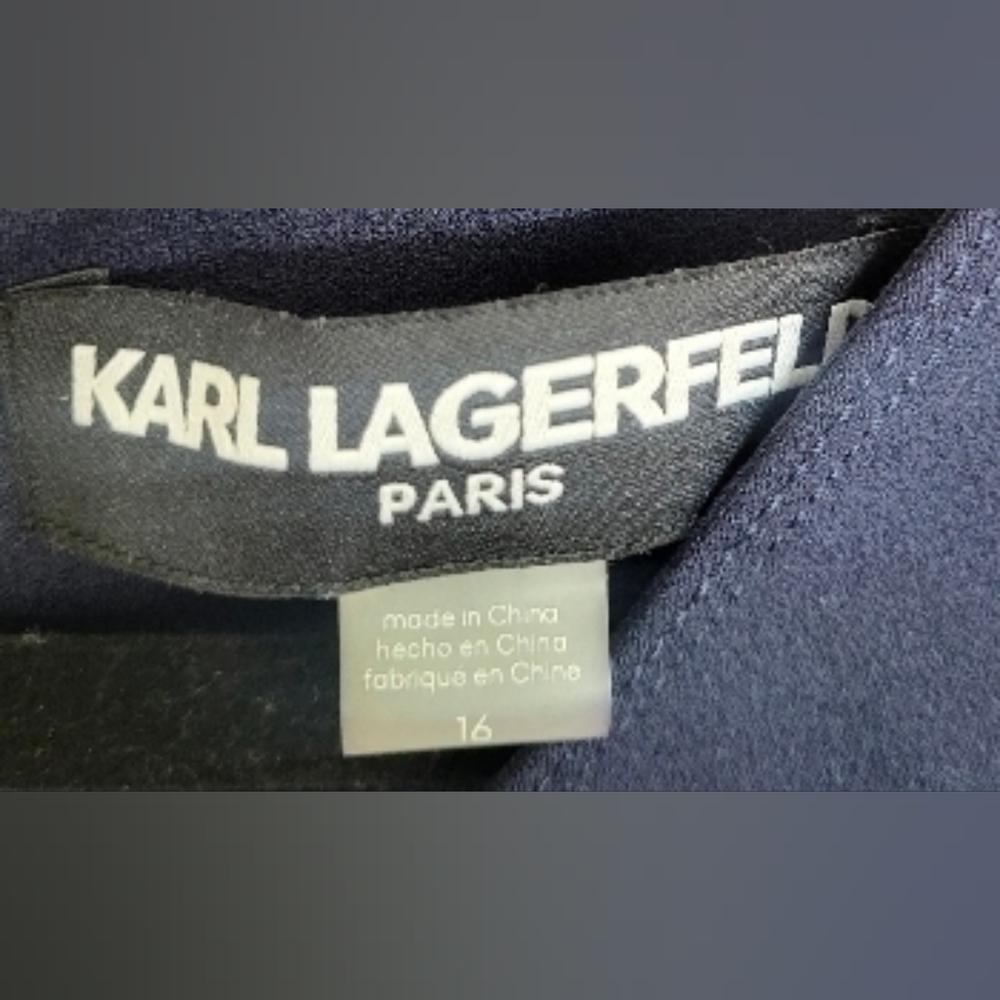 Karl Lagerfeld Paris Navy Belted Career Dress Size 16 - Picture 7 of 10